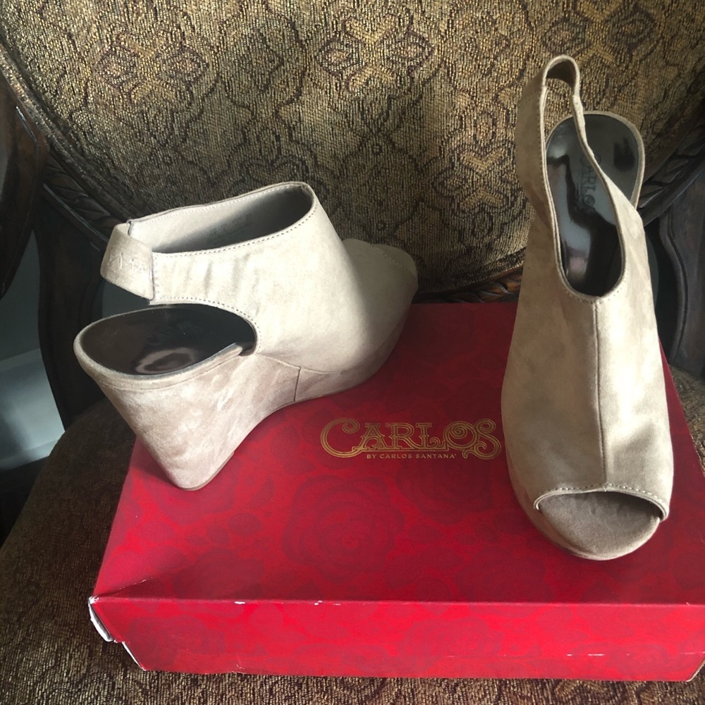 Carlos Santana suede wedge heels